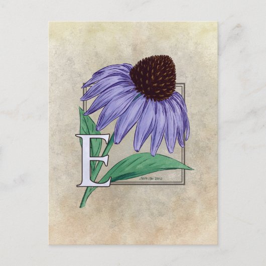 E pour les cartes Monogrammes Echinacea Flower (Devant)