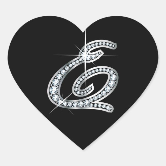 E Script Faux-"Diamond" Hart Sticker (Voorkant)