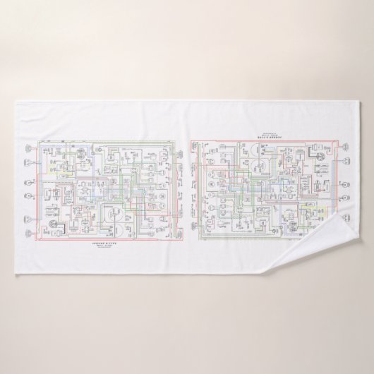 E Type Jag, Diagramme De Câblage. (Serviette de bain)