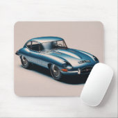 E-type Jaguar Coupé (blauw) Muismat (Met muis)