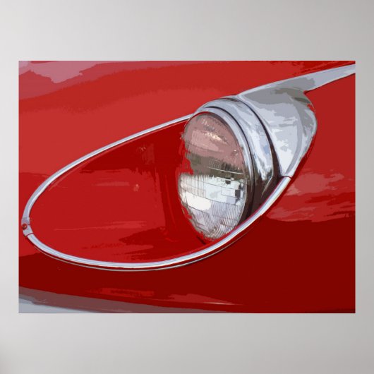 E-TYPE JAGUAR KOPLICHT POSTER (Voorkant)