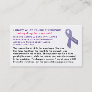 EA/TEF-kaarten voor meisjes Visitekaartje