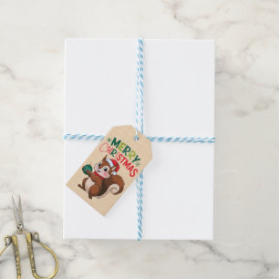 Eaël-kerstcureuil met kerstbal cadeaulabel