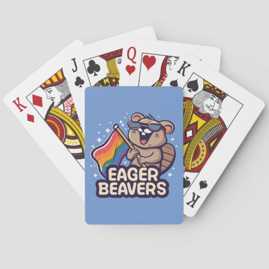 Eager Beaver met Pride LGBTQ Vlag Pokerkaarten (Achterkant)