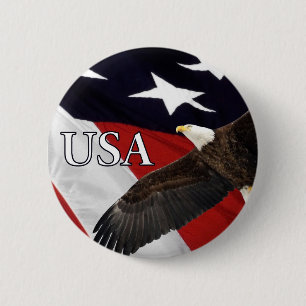 Eagle and Flag USA Ronde Button 5,7 Cm