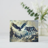 Eagle and Wolf in Wild Landscape Briefkaart (Staand voorkant)