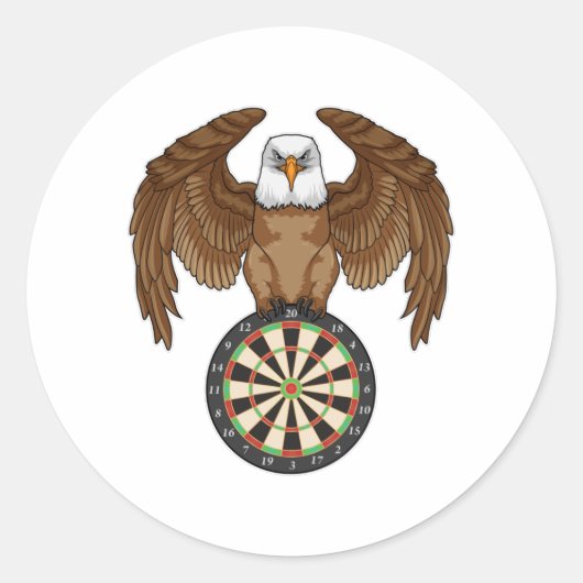 Eagle at Darts with Dartboard Ronde Sticker (Voorkant)