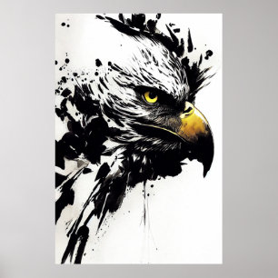 Eagle Bald Wild Natuur Free Spirit Art Brush Paint Poster