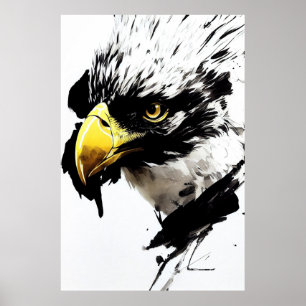 Eagle Bald Wild Natuur Free Spirit Art Brush Paint Poster