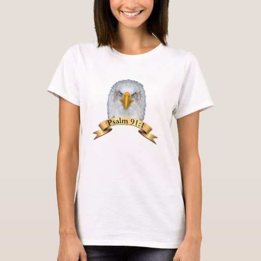 Eagle Bird met psalm 91:1 T-shirt (Voorkant)