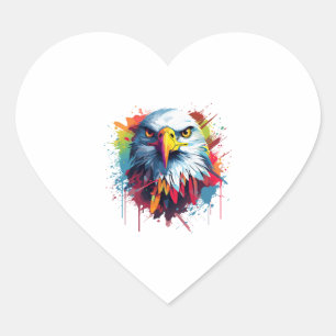 Eagle Bird of Prey Pop Kunststijl voor een adelaar Hart Sticker