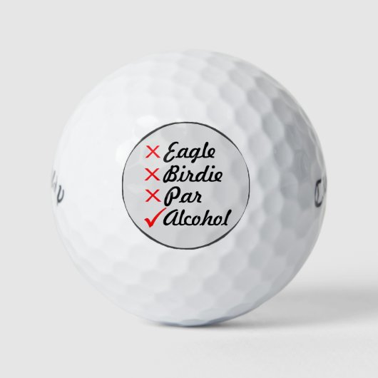 Eagle Birdie Par Alcohol Golf Humor Golfballen (Voorkant)