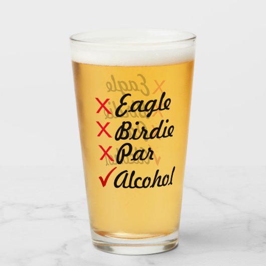 Eagle Birdie Par Alcohol Humor Glas (Voorkant gevuld)
