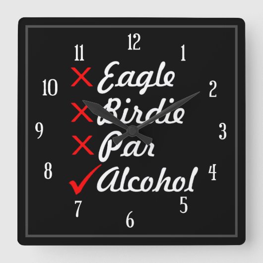 Eagle Birdie Par Alcohol Humor Vierkante Klok (Voorkant)