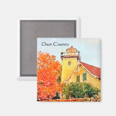 Eagle Bluff Lighthouse Waterverf Door County Magneet (Voorkant / Achterkant)