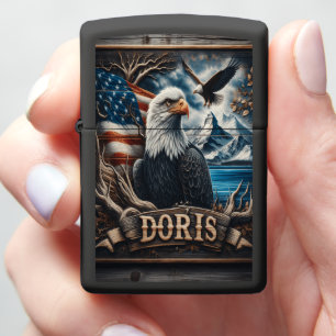 Eagle Carving met Amerikaanse vlag