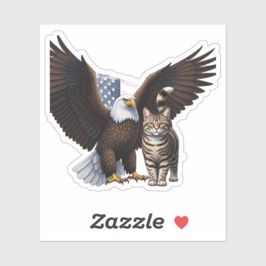 Eagle & Cat Collab – Patriottische dierenonafhanke Sticker (Vel)