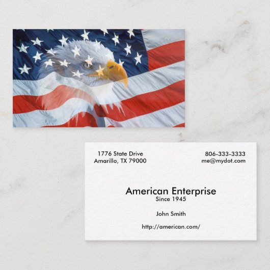 Eagle chauve sur le carte de visite de drapeau (Devant / Derrière)
