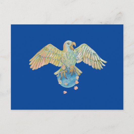 Eagle die de aarde diep blauw draagt briefkaart (Voorkant)