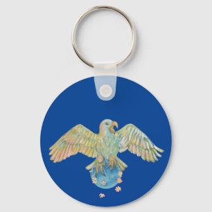 Eagle die de aarde diep blauw draagt sleutelhanger