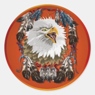 Eagle Dreamcatcher-Stickers Ronde Sticker