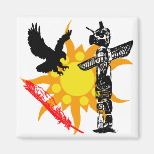 Eagle, Eagle Totem en Veer ontwerp Magneet