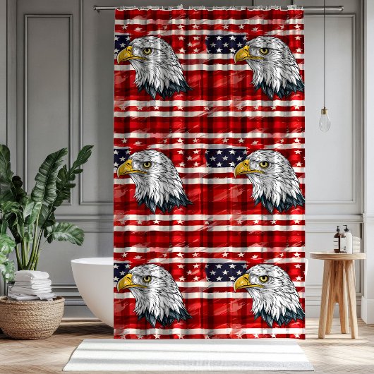 Eagle Emblem Curtain Bold Patriotic Bath Design Douchegordijn