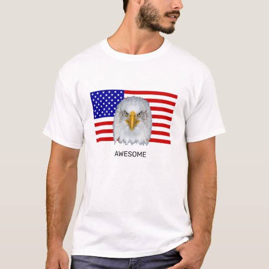 Eagle en American Flag T-Shirt (Voorkant)