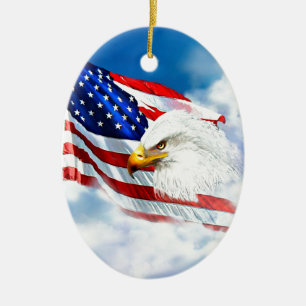 Eagle en Amerikaanse vlag Keramisch Ornament