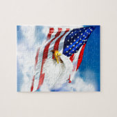 Eagle en Amerikaanse vlag Legpuzzel (Horizontaal)