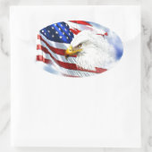 Eagle en Amerikaanse vlag Ovale Sticker (Tas)