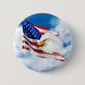 Eagle en Amerikaanse vlag Ronde Button 5,7 Cm (Voorkant)