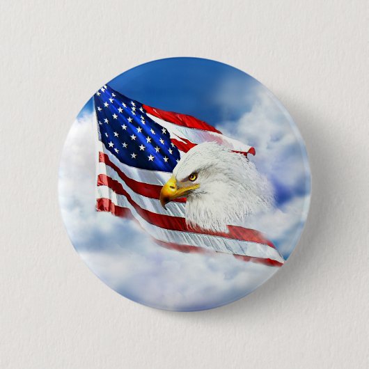 Eagle en Amerikaanse vlag Ronde Button 5,7 Cm (Voorkant)