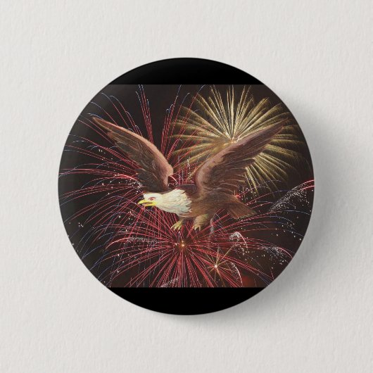Eagle en Fireworks Ronde Button 5,7 Cm (Voorkant)