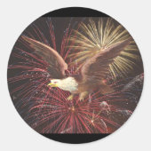 Eagle en Fireworks Ronde Sticker (Voorkant)