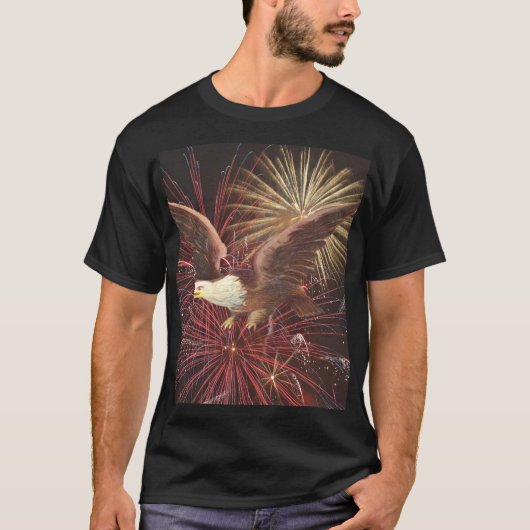 Eagle en Fireworks Unisex T-shirt (Voorkant)