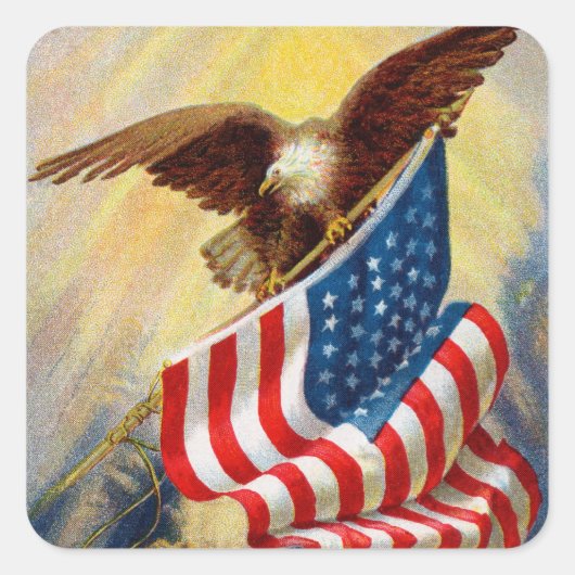 Eagle en US Flag Vierkante Sticker (Voorkant)