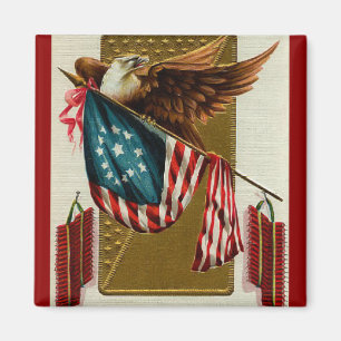 Eagle en Vlaggenvierkante Magneet