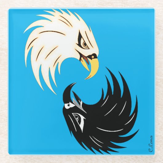 "Eagle Eye" Coaster - Blue Glazen Onderzetter (Voorkant)