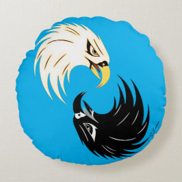 "Eagle Eye" Round Pillow - Blue Rond Kussen