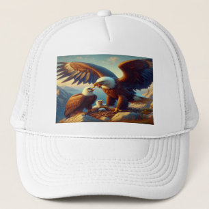 Eagle familie nestelen op een klif tijdens 36x24 trucker pet