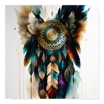 Eagle Feathers and Dreamweaver Wall Art Poster