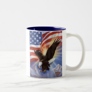 Eagle-flag, geboren en opgekweekt in de VS Tweekleurige Koffiemok