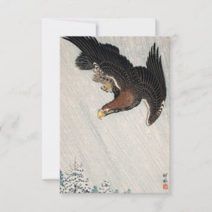 Eagle Flying in Snow (1933) door Ohara Koson Kaart