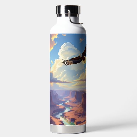 Eagle Flying over a Canyon Waterfles (Links)