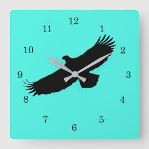 Eagle Flying - Voeg uw kleur/tekst toe Vierkante Klok
