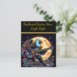 Eagle Gitarist Onder Moonlight Briefkaart