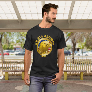 Eagle Gold Emblem USA Flag   DD 214 Alumni Black T-shirt