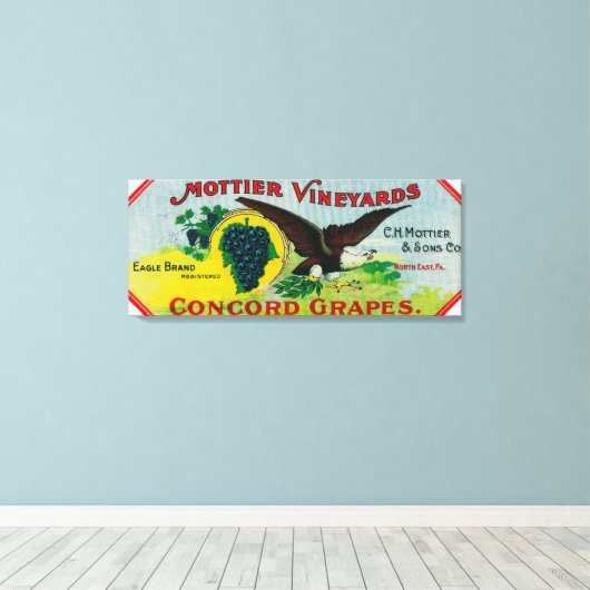 Eagle Grapes LabelNorth East, PA Canvas Afdruk (Insitu (Houten vloer))