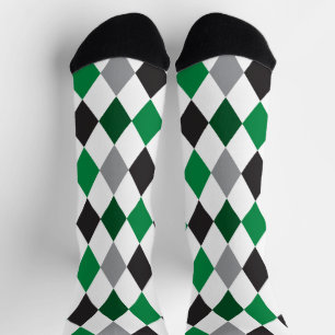 Eagle Green and Black Argyle Pattern Socks Sokken